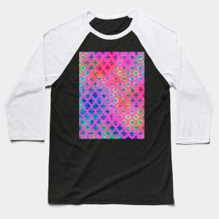 Pink Patchwork Circles Abstract Baseball T-Shirt